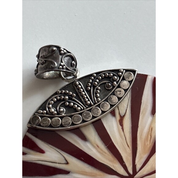 EUC MERAV INDONESIA 925 STERLING SILVER PENDANT ENHANCER 2” Shell Starburst - Picture 4 of 7